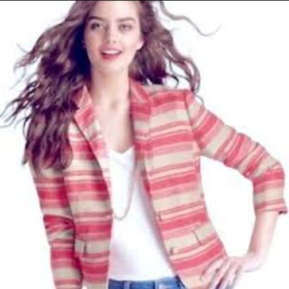 LOFT Pink and Tan Striped Blazer - Picture 1 of 4